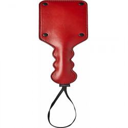 PALETA DE METAL Y CUERO ROJA