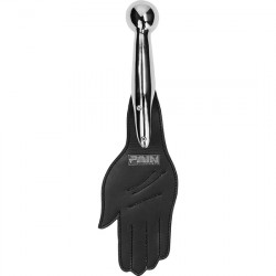 PALETA MANO DE METAL Y CUERO NEGRO