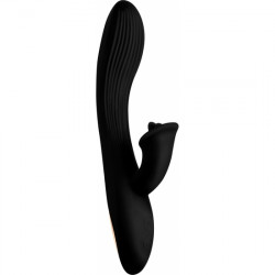 WONDER VIBE VIBRADOR FLEXIBLE CON ESTIMULADOR DE CLiTORIS NEGRO