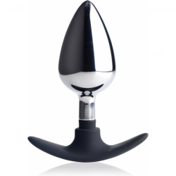 DARK INVADER PLUG ANAL DE METAL Y SILICONA GRANDE PLATEADO