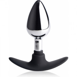 DARK INVADER PLUG ANAL DE METAL Y SILICONA MEDIO PLATEADO