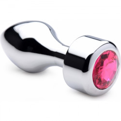 PLUG DE METAL CON PERLA ROSA LARGO