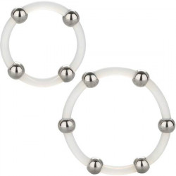 KIT DE 2 UDS ANILLO DE SILICONA CON CUENTAS DE ACERO