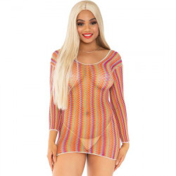 MINI VESTIDO DE MANGA LARGA RED CON ZIG ZAG ARCOIRIS