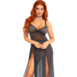 VESTIDO MAXI CON TIRANTES PLATA