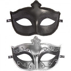 MASKS ON MASQUERADE PACK DE 2 UDS NEGRO PLATA
