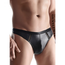 WETLOOK MENS THONGS NEGRO