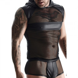 WETLOOK MESH SIN MANGAS PARA HOMBRE NEGRO