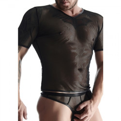 MESH MENS CAMISETA CUELLO V NEGRO