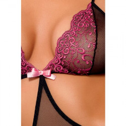 CORPIyO ERoTICO TRANSPARENTE NEGRO Y ROSA NEGRO