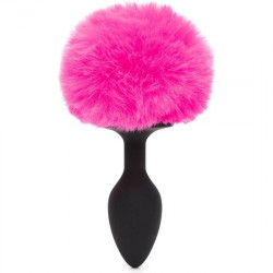 PLUG PEQUEyO SIN VIBRADOR CON COLA NEGRO Y ROSA