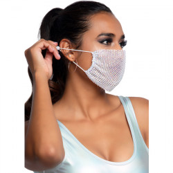 LEG AVENUE MASCARILLA HARLOW RHINESTONE BLANCO