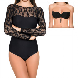 SET BODY NELLA CON SUJETADOR INVISIBLE INTIMAX CON AUTOADHESIVO NEGRO
