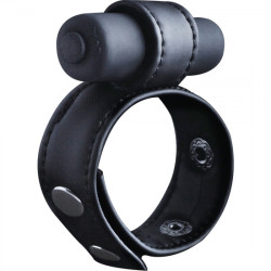 ANILLO DE CUERO CON VIBRADOR NEGRO