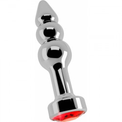 RICH R3 TAPoN ANAL PLATA 10 CM CON ZAFIRO ROJO