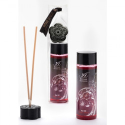 EXTASE SENSUEL ACEITE ESTIMULANTE CEREZA CON INCIENSO Y SOPORTE