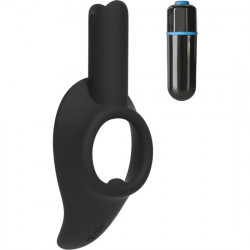 COCK JOCK ANILLO VIBRADOR DE SILICONA NEGRO