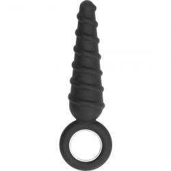 NO 60 DILDO ANAL CON ANILLOS DE METAL NEGRO