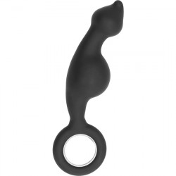NO 62 DILDO ANAL CON ANILLOS DE METAL NEGRO